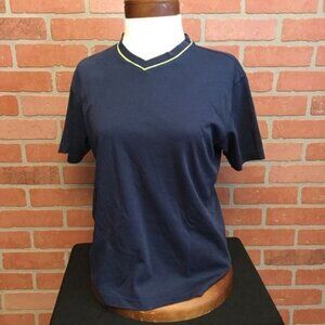 Robert Graham Womens V Neck T Shirt Size Small Petite Blue Short Sleeve Top